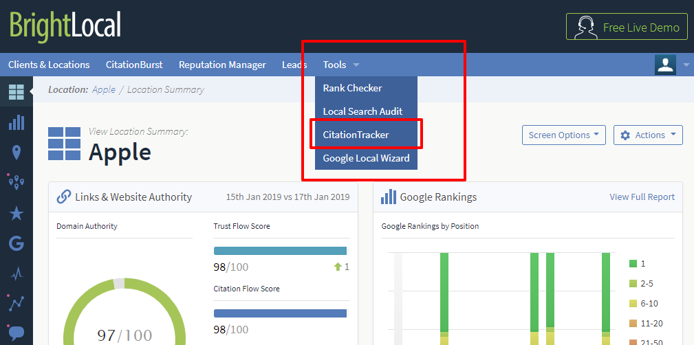 How to create a Citation Tracker Report BrightLocal Help