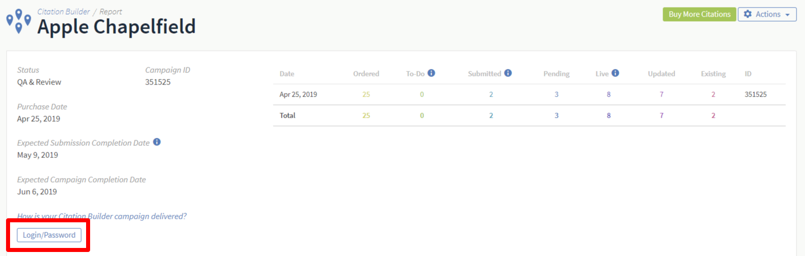 Where Can I Find The Login Details For Listings Created In My Citation Builder Campaign Brightlocal Help Center