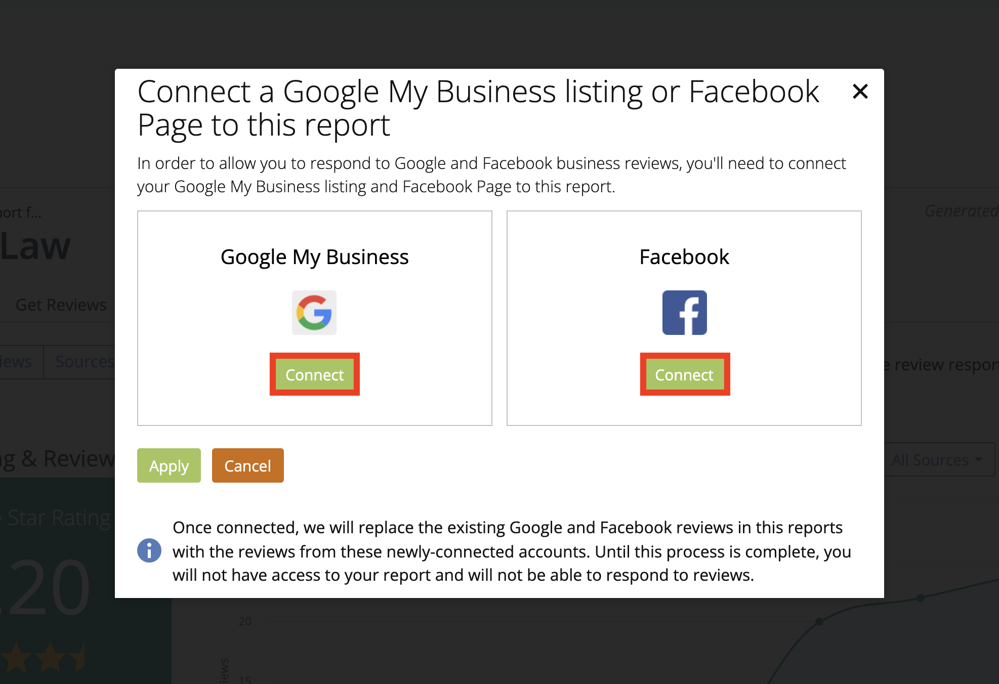 How can clients connect their Facebook pages and Google Business Profiles  to their Reputation Manager reports via External Dashboard? – BrightLocal  Help Center